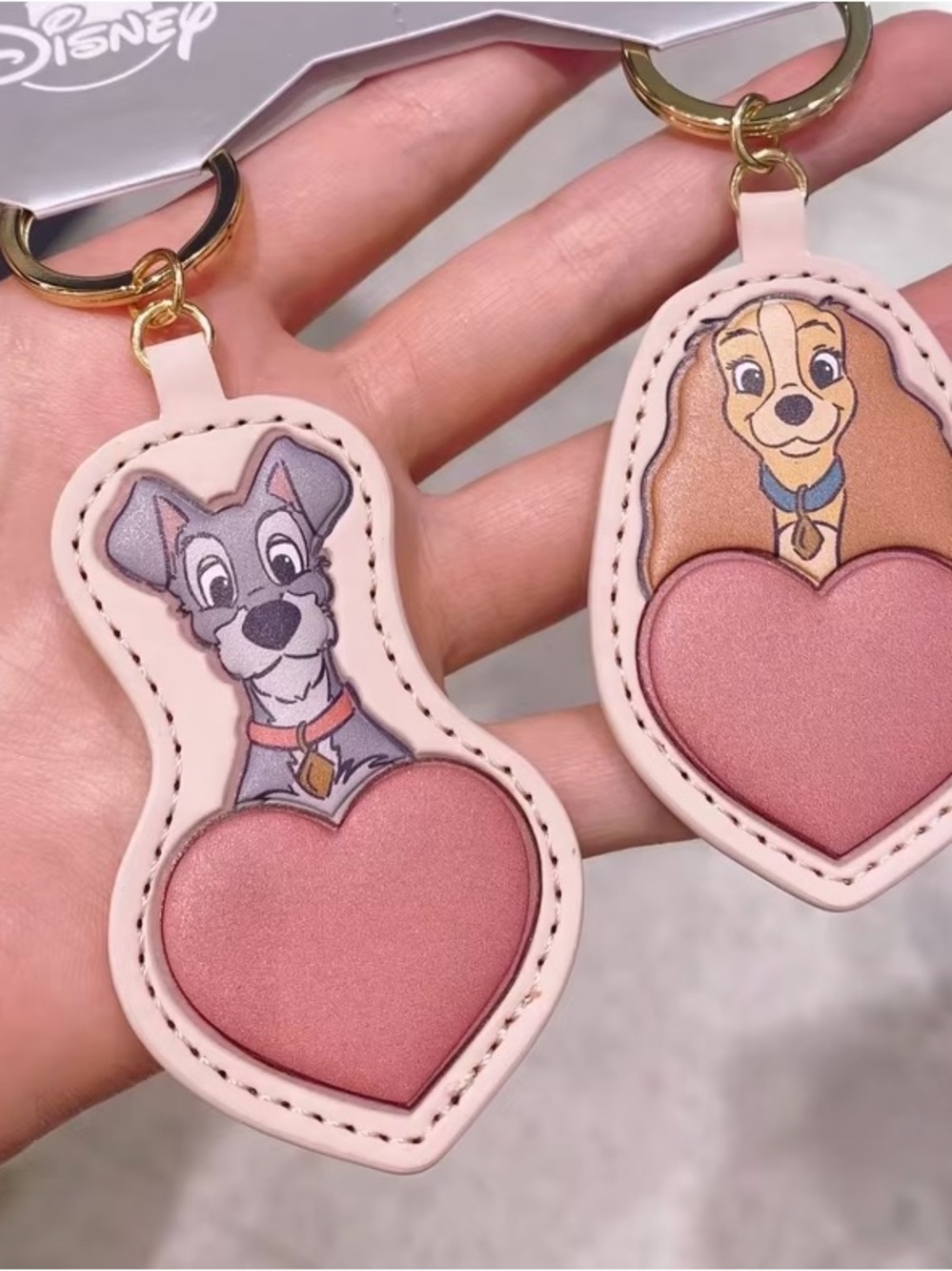 Disney Lady & Tramp Heart Dog Keychain set